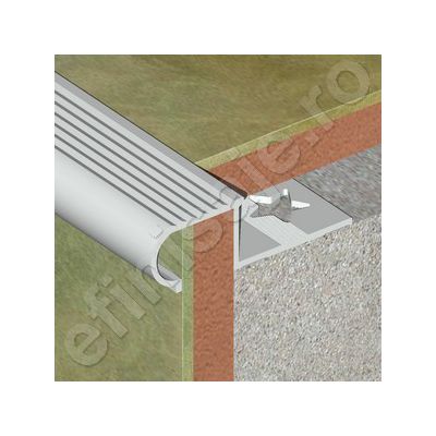 Protectie Lineco pentru trepte ceramice rotunjita din aluminiu neeloxat - LRA105